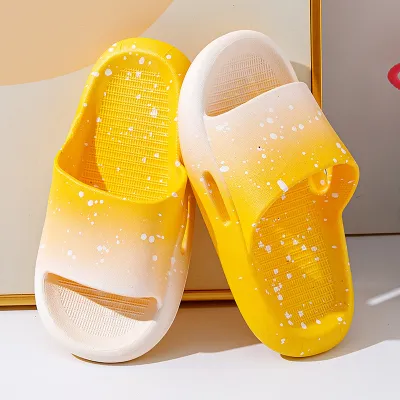 Kids Unisex Casual Cute Gradient Color Thick-Soled Flat Slippers Hand-Painted PVC