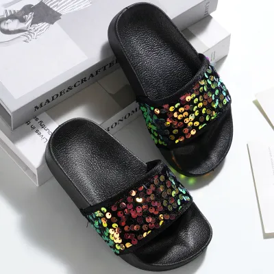 Kids Girl's Fashion Casual Sequin Soft Bottom Non-Slip Slippers