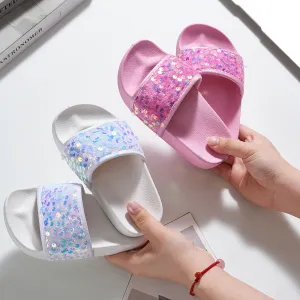 Kids Girl's Fashion Casual Sequin Soft Bottom Non-Slip Slippers