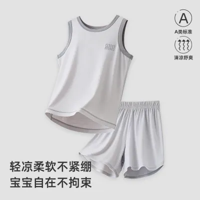 Kids Boys And Girls Fashion Casual Summer Thin Sleeveless Vest Loose Shorts Pajamas Two-Piece Set