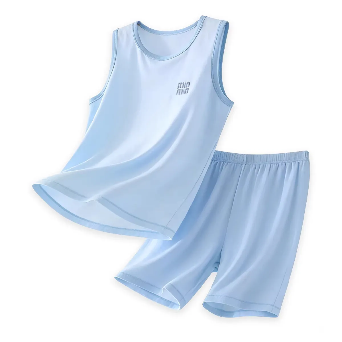 Kids Boys And Girls Fashion Casual Summer Thin Sleeveless Vest Loose Shorts Pajamas Two-Piece Set
