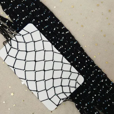 Women Fashion Sexy Solid Color Mesh Rhinestone Fishnet Stockings