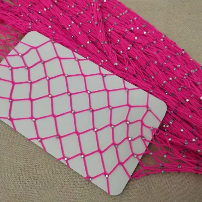 Women Fashion Sexy Solid Color Mesh Rhinestone Fishnet Stockings
