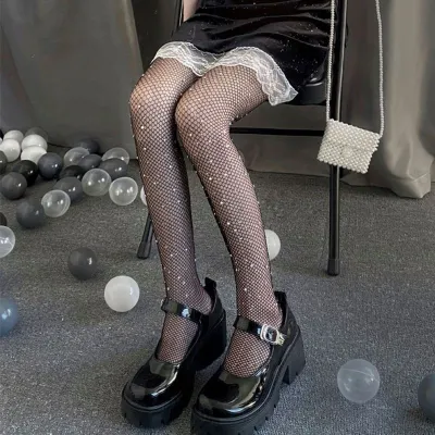 Women Fashion Sexy Rhinestone Mesh Fishnet Stockings