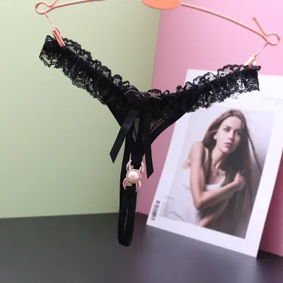 Women Fashion Sexy Solid Color Lace Low-Waisted Thong