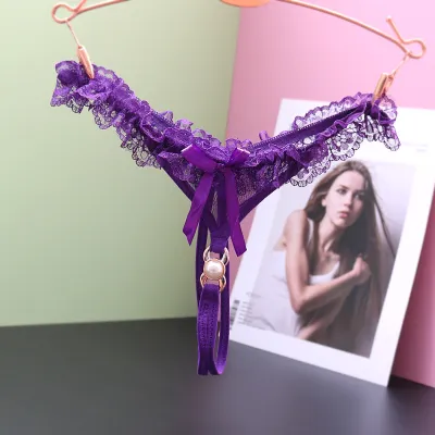 Women Fashion Sexy Solid Color Lace Low-Waisted Thong