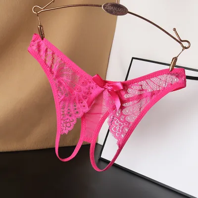 Women Fashion Sexy Solid Color Lace Thong