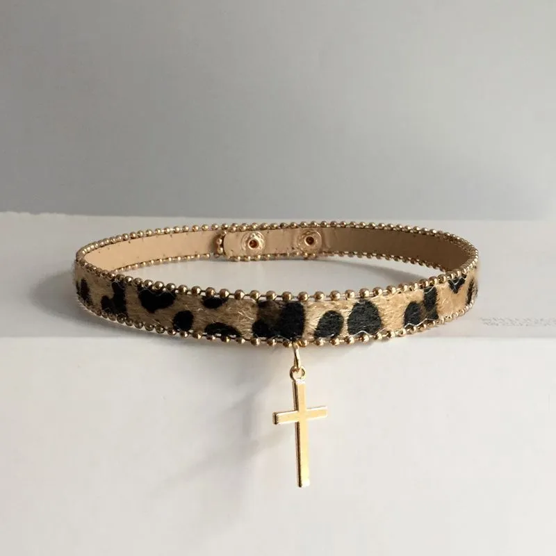 Women's Fashion Retro Leopard Print Plush Brown Choker Necklace