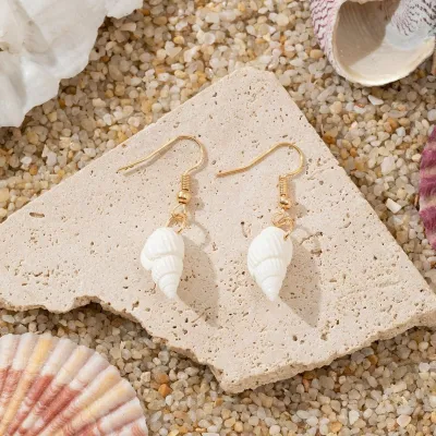 Women Fashion Ocean Beach Natural Shell Conch Starfish Earrings