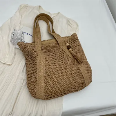 Women Casual Summer Woven Large Capacity Vacation Straw Shoulder Bags