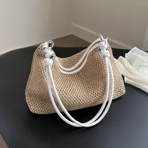 Women Fashion Casual Solid Color Woven Vacation Straw Crossbody Bags