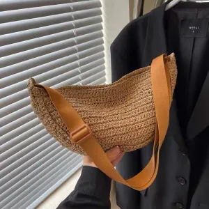 Women Fashion Casual Handmade Woven Vacation Straw Crossbody Bags