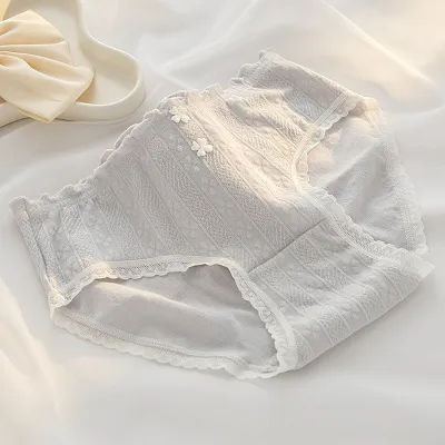 Kids Girls Fashion Solid Color Floral Jacquard Cotton Mid-Waist Underpants