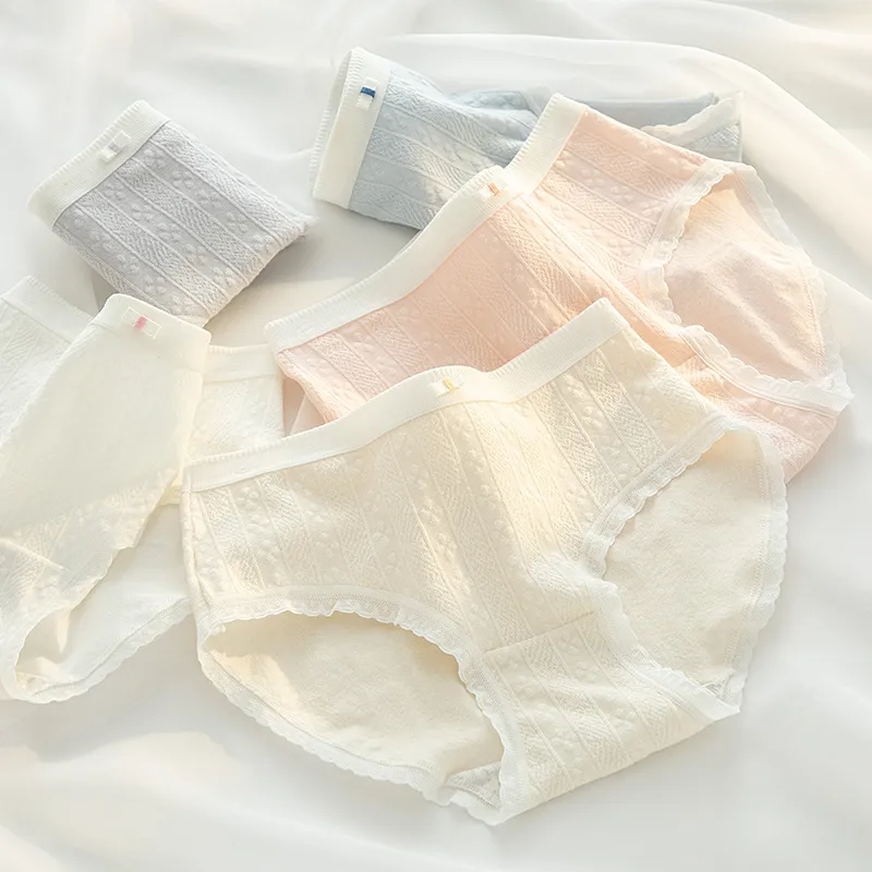 Kids Girls Jacquard Cotton Mid-Waist Solid Color Pajamas