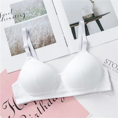 Women Fashion Simple Solid Color Thin Gather-Up Non-Rimped Bra
