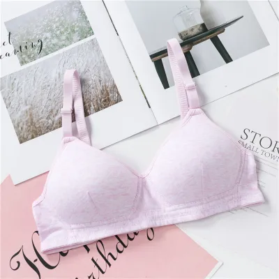 Women Fashion Simple Solid Color Thin Gather-Up Non-Rimped Bra