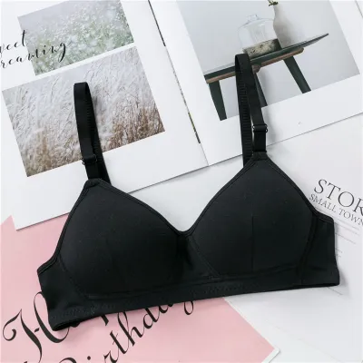 Women Fashion Simple Solid Color Thin Gather-Up Non-Rimped Bra