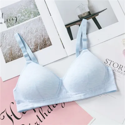 Women Fashion Simple Solid Color Thin Gather-Up Non-Rimped Bra