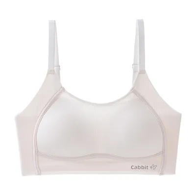 Kids Girls Simple Solid Color Thin Molded Cup Bra with Fixed Shoulder Straps No Buttons