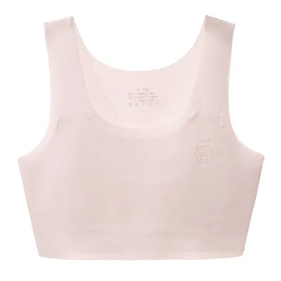 Kids Girls' Fashion Solid Color Traceless Lightweight Breathable Vest Style Bra