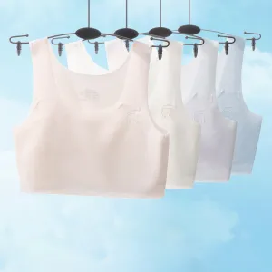 Kids Girls' Fashion Solid Color Traceless Lightweight Breathable Vest Style Bra