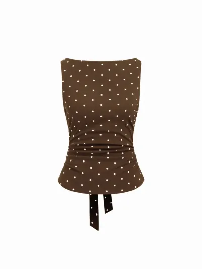 Women Fashion Sexy Summer Polka Dots Printed Sleeveless Tank Top