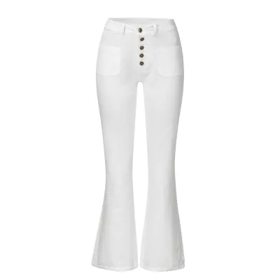 Women Fashion Casual High-Elastic Bootcut Jeans