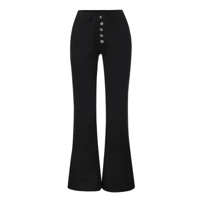 Women Fashion Casual High-Elastic Bootcut Jeans