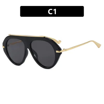 Women Fashion Casual Concave Cat Eye Sunglasses PC Plastic Metal Frame AC Lens