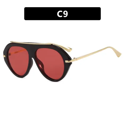 Women Fashion Casual Concave Cat Eye Sunglasses PC Plastic Metal Frame AC Lens