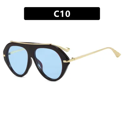 Women Fashion Casual Concave Cat Eye Sunglasses PC Plastic Metal Frame AC Lens