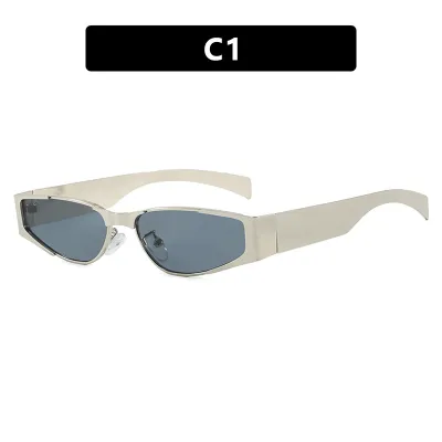 Women Fashion Narrow Frame Metal Sunglasses Alien Mirror