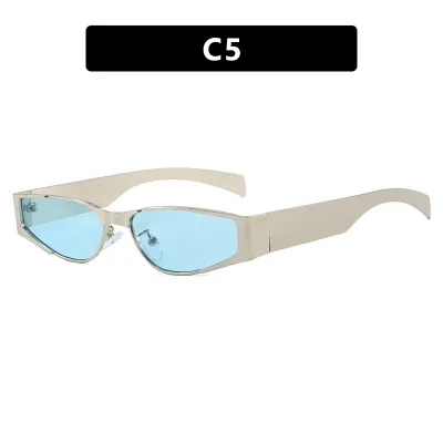 Women Fashion Narrow Frame Metal Sunglasses Alien Mirror