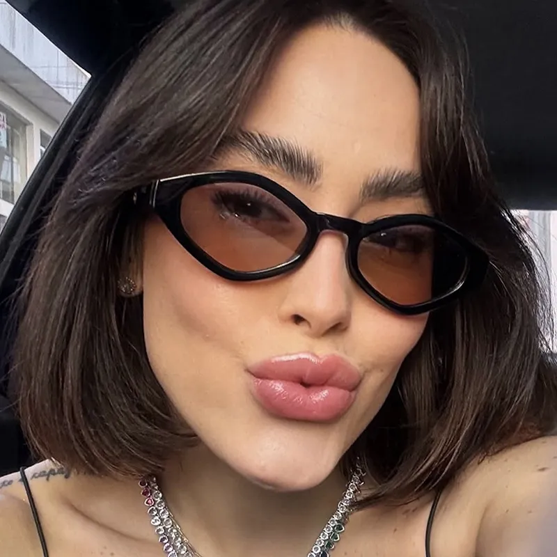 Women Fashion Casual Polygon Small Frame Sunglasses Ac Lens