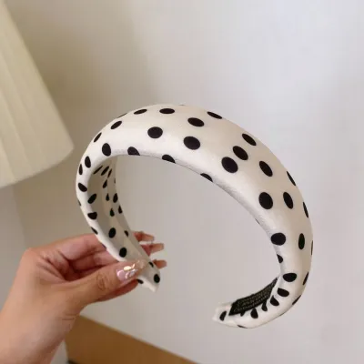 Women's Retro Polka Dot Print Wide Edge Hair Band Nonwoven Fabric