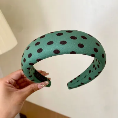 Women's Retro Polka Dot Print Wide Edge Hair Band Nonwoven Fabric