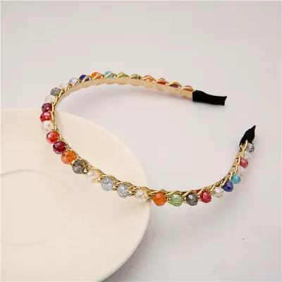 Women Fashion Baroque Crystal Thin Headband