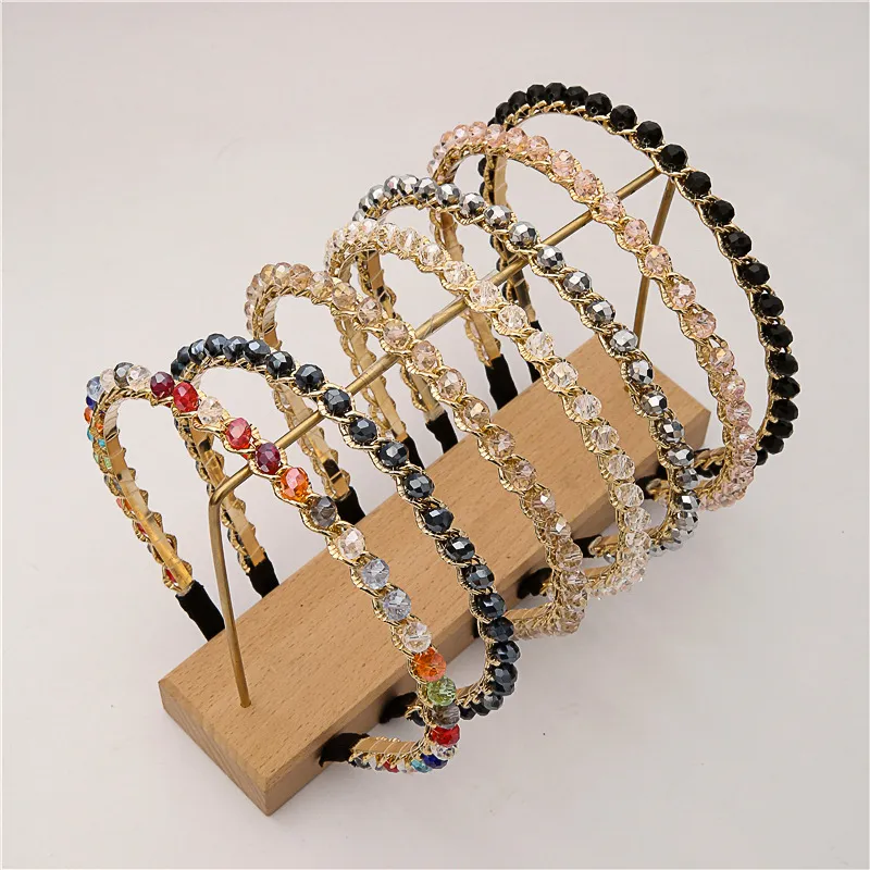 Women Fashion Baroque Crystal Thin Headband