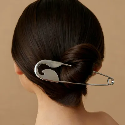 Women Fashion Creative Exaggerated Pin-Shaped Metal Hairpin
