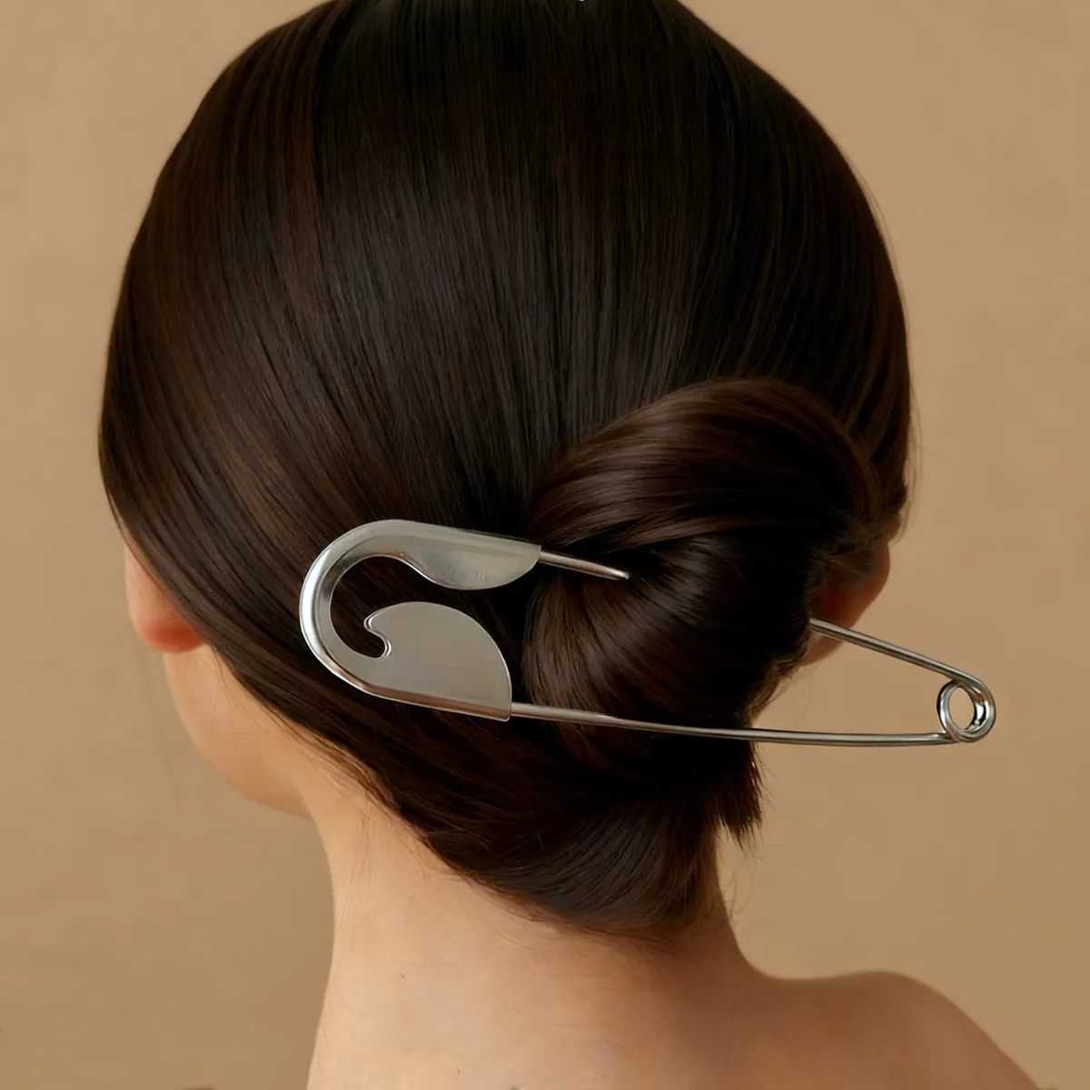 Women Fashion Creative Exaggerated Pin-Shaped Metal Hairpin