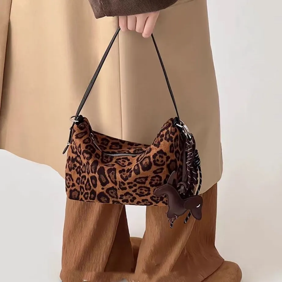 Women Fashion Casual Leopard Print Cotton Shoulder Bag