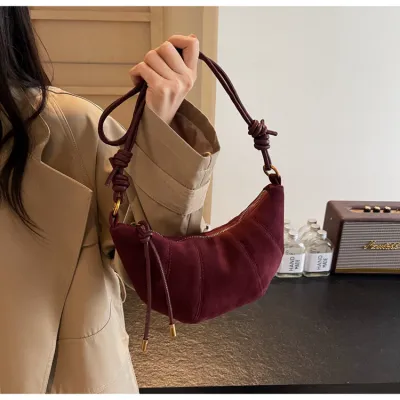 Women Fashion Casual Retro Leopard Print PU Leather Shoulder Bag Dumpling Bag 11x25x9cm