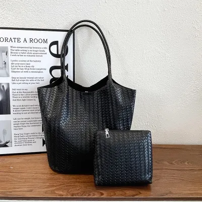 Women Fashion Casual Retro Solid Color Large Capacity PU Shoulder Bag
