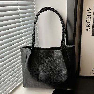 Women Fashion Casual Solid Color Large Capacity Shoulder Bag Tote with Zipper
