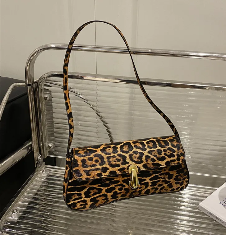 Women Fashion Casual Leopard Print Shoulder Bag Small Square Flap