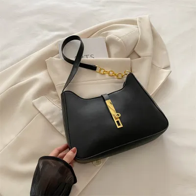 Women Fashion Casual Solid Color Portable PU Shoulder Bag Axillary Mass
