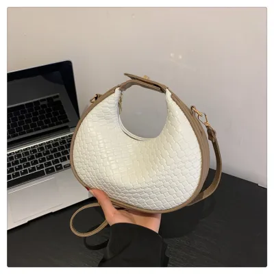 Women Fashion Casual Solid Color Pattern PU Dumpling-Shaped Handbag with Zipper