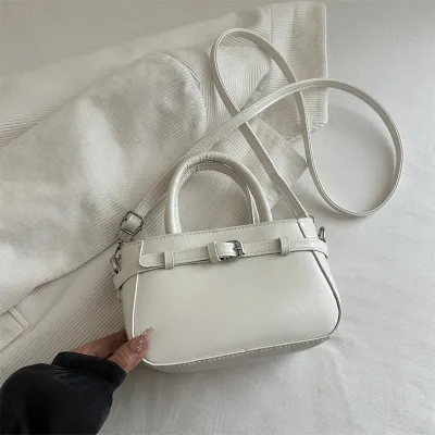 Women Fashion Simple Solid Color Small Square Handbag Tote
