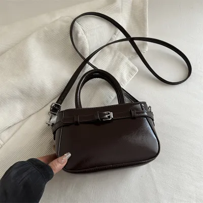 Women Fashion Simple Solid Color Small Square Handbag Tote