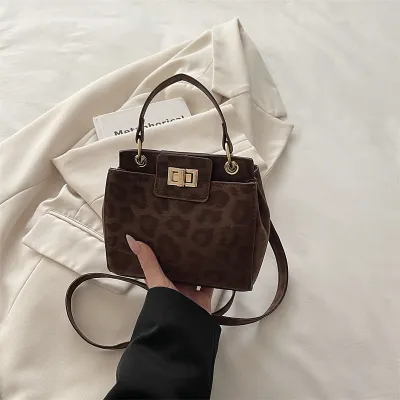 Women Casual Retro Leopard Frosted Handbag Shoulder Crossbody Bag